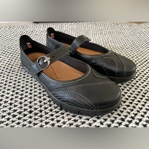 Kalso Earth Shoe Mary Jane Loafer Rally Negative Heel Black Leather USA 8.5